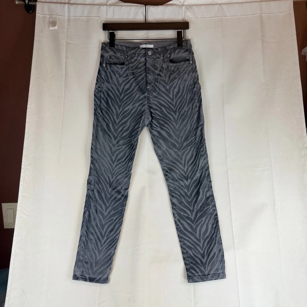 7 FOR ALL MANKIND Women’s Size 29 Denim Jeans Zebra Pattern Skinny Stretch